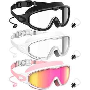 نظارات السباحة للنساء البالغات من NSSIW للرجال: نظارات سباحة مضادة للضباب مع الأشعة فوق البنفسجية 400 وعدم التسرب in Kuwait