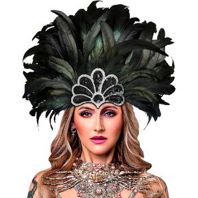 HOMELEX Women's Black Feather Headpiece Carnival Caribbean Headdress Showgirl Accessories in Saudi Arabia