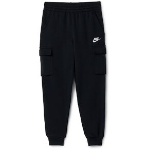 Nike Unisex Kid's Sportswear Club Fleece Cargo Pants, Black/Black/White in Kuwait