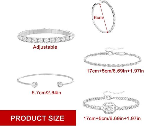 8pcs مجموعة مجوهرات الهيب هوب للنساء - قلادة السلسلة الكوبية ، وسوار راينستون وأقراط ، هدايا المجوهرات الماس الفضية الكاملة للنساء in Kuwait