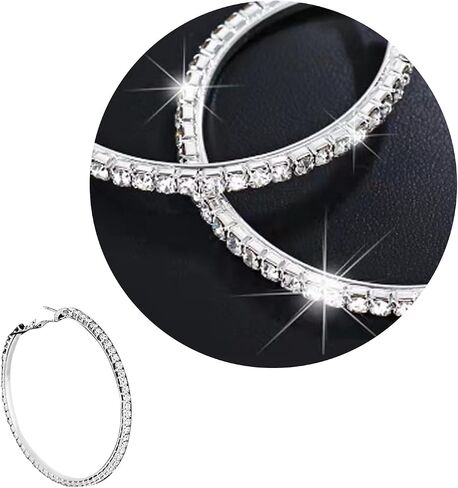 8pcs مجموعة مجوهرات الهيب هوب للنساء - قلادة السلسلة الكوبية ، وسوار راينستون وأقراط ، هدايا المجوهرات الماس الفضية الكاملة للنساء in Kuwait