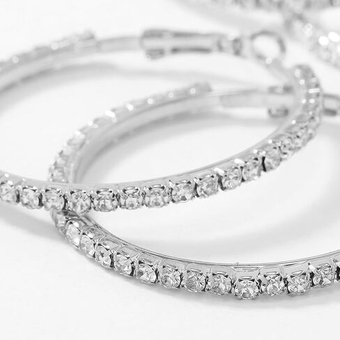 8pcs مجموعة مجوهرات الهيب هوب للنساء - قلادة السلسلة الكوبية ، وسوار راينستون وأقراط ، هدايا المجوهرات الماس الفضية الكاملة للنساء in Kuwait