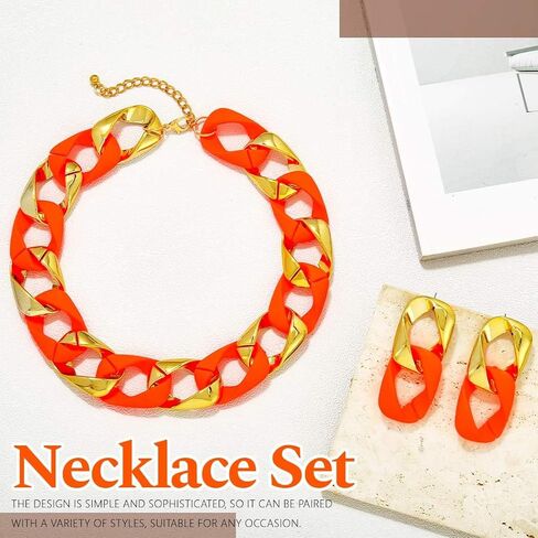 Colorful Choker Necklace Jewelry Set Chunky Statement Necklace Earring Sets Festival Necklaces Accessories for Women in Kuwait