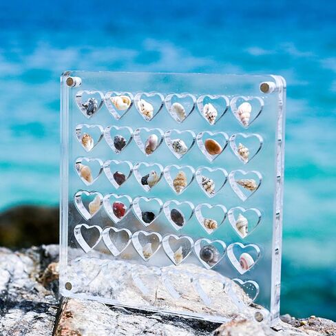 Acrylic Magnetic Seashell Display Box, Clear Small Craft Organizer Box Heart-Shaped Seashell Display Case Seashell Storage Box Container for Bead Nail Jewelry (36 Grids) in Saudi Arabia