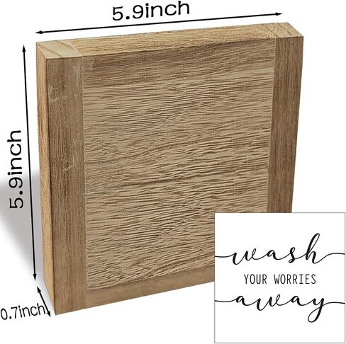 Farmhouse Bathroom Box Box Sign-Gash Works Hours بعيدًا ، ديكور مكتب غرفة الغسيل المضحكة ، ديكور الحمام الملهم ، ديكور غسل المرحاض الأخضر ، ديكورات الطاولة ، 5.9x5.9x0.7inches in Saudi Arabia