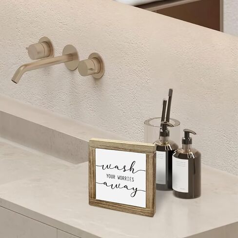 Farmhouse Bathroom Box Box Sign-Gash Works Hours بعيدًا ، ديكور مكتب غرفة الغسيل المضحكة ، ديكور الحمام الملهم ، ديكور غسل المرحاض الأخضر ، ديكورات الطاولة ، 5.9x5.9x0.7inches in Saudi Arabia