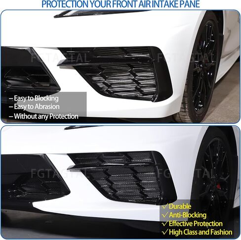 Front Intake Grill Guards Mesh Fit for Chevrolet Corvette C8 2020-2024, Stainless Steel Front Radiator Guards Grille Grille Vents Insert Mesh Accessories, 4PCS(Style B) in Saudi Arabia