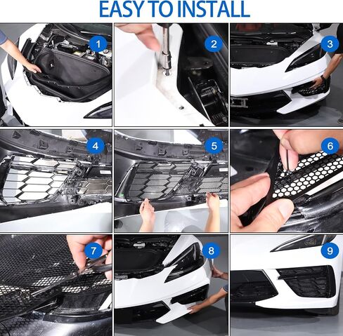 Front Intake Grill Guards Mesh Fit for Chevrolet Corvette C8 2020-2024, Stainless Steel Front Radiator Guards Grille Grille Vents Insert Mesh Accessories, 4PCS(Style B) in Saudi Arabia