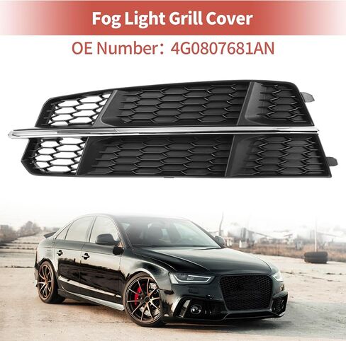ACROPIX Fog Light Grill Front Lower Bumper Fog Light Cover Inserts for Audi A6 C7 S-Line 2015-2018 No.4G0807681AN Durable Front Left Black Silver Tone in Saudi Arabia