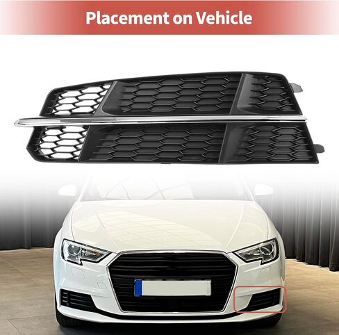 ACROPIX Fog Light Grill Front Lower Bumper Fog Light Cover Inserts for Audi A6 C7 S-Line 2015-2018 No.4G0807681AN Durable Front Left Black Silver Tone in Saudi Arabia