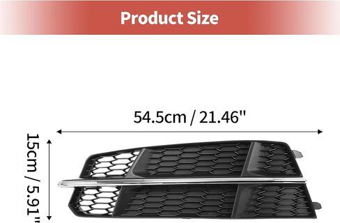 ACROPIX Fog Light Grill Front Lower Bumper Fog Light Cover Inserts for Audi A6 C7 S-Line 2015-2018 No.4G0807681AN Durable Front Left Black Silver Tone in Saudi Arabia