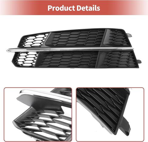ACROPIX Fog Light Grill Front Lower Bumper Fog Light Cover Inserts for Audi A6 C7 S-Line 2015-2018 No.4G0807681AN Durable Front Left Black Silver Tone in Saudi Arabia