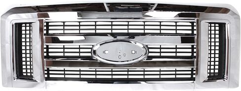 Evan Fischer Grille Assembly Compatible With Ford E-150 2008-2014, Ford E-250 2008-2014, Chrome Shell with Painted Gray Insert, Plastic in Saudi Arabia
