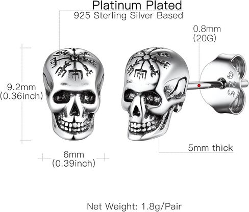 Suplight skull earrings for men, Sterling Silver Earrings Cool Earing Stud Halloween Collection in Kuwait