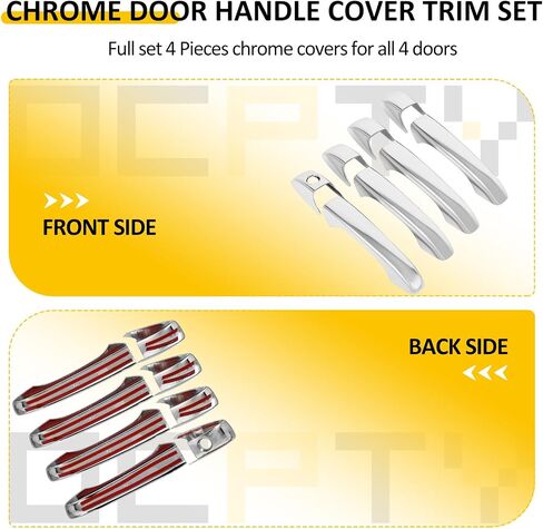 أغلفة مقبض الأبواب OCPTY 4PCS للفصل 2008-2016 ل Dodge Grand Caravan ، 2011-2014 2016 لجيب Grand Cherokee ، 2007-2016 لجانب السائق الخارجي Jeep Patriot Side و Raptenger Side Car Door Cover Chrome in Saudi Arabia