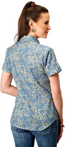 ROPER Western Shirt Womens S/S Snap Paisley Blue 03-051-0225-2025 BU in Saudi Arabia