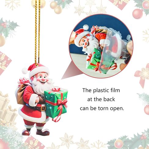 Claus الحلي 2025 زخرفة الزخرفة الزخرفة ، Santa Claus Acrylic Holding Ornament Tree ، Hanging Ornaments Christmas Decord Holding Party Gifts (Santa Claus E) in Kuwait