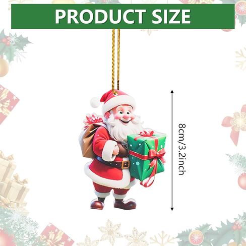Claus الحلي 2025 زخرفة الزخرفة الزخرفة ، Santa Claus Acrylic Holding Ornament Tree ، Hanging Ornaments Christmas Decord Holding Party Gifts (Santa Claus E) in Kuwait