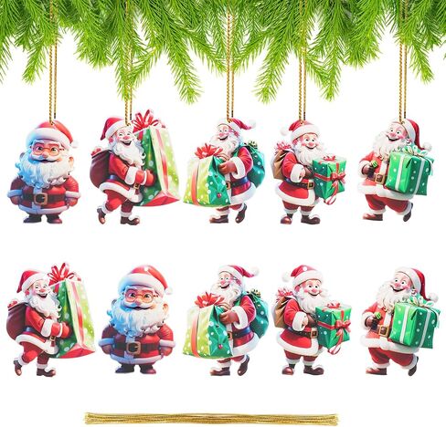 Claus الحلي 2025 زخرفة الزخرفة الزخرفة ، Santa Claus Acrylic Holding Ornament Tree ، Hanging Ornaments Christmas Decord Holding Party Gifts (Santa Claus E) in Kuwait