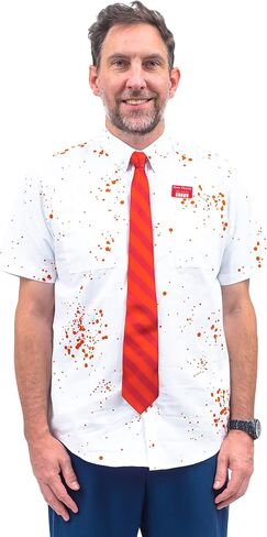 Shaun of The Dead Zombie Killer Halloween Cosplay Uniform Costume for Adult Men & Women - Button Up Shirt and NameTag in Saudi Arabia