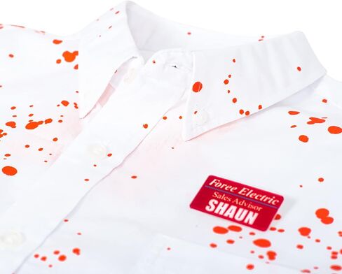 Shaun of The Dead Zombie Killer Halloween Cosplay Uniform Costume for Adult Men & Women - Button Up Shirt and NameTag in Saudi Arabia