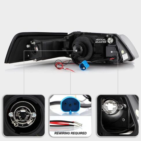 Acanii - للفترة 1999-2004 Ford Mustang LED Halo Ring Black Housing Projector المصابيح الأمامية in Saudi Arabia