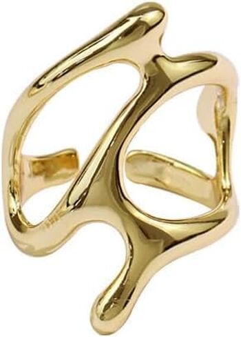 Chunky Openwork Rings Geometric Stacking Irregular Metal Gold Silver Opening Adjustable Ring Minimalist Trend Fashion Style in Saudi Arabia