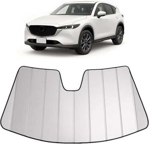الزجاج الأمامي الأمامي Sunshade متوافق مع 2017-2024 Mazda CX-5 فضية بلاستيكية in Saudi Arabia