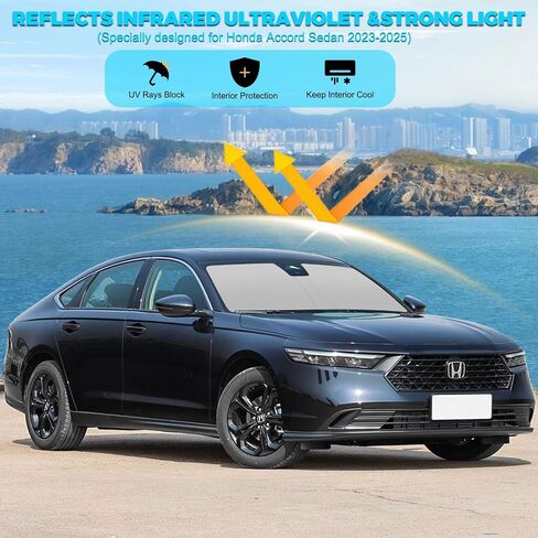 الزجاج الأمامي الظل أشعة الشمس ل Honda HR -V 2016 2017 2018 2019 2020 2021 2022 ، تغطية كاملة 240T عاكسة النسيج - طي شمس الشمس المانع مع كيس التخزين in Kuwait