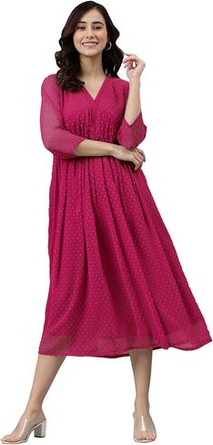 Janasya Indian Women's Kurta Kurti for Women chiffon اندلعت الأكمام العادية بطول العجل Kurta Kurti in Saudi Arabia