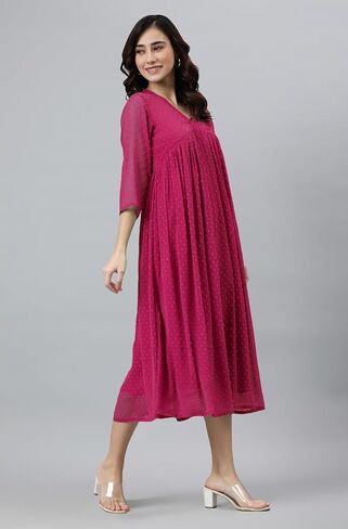 Janasya Indian Women's Kurta Kurti for Women chiffon اندلعت الأكمام العادية بطول العجل Kurta Kurti in Saudi Arabia