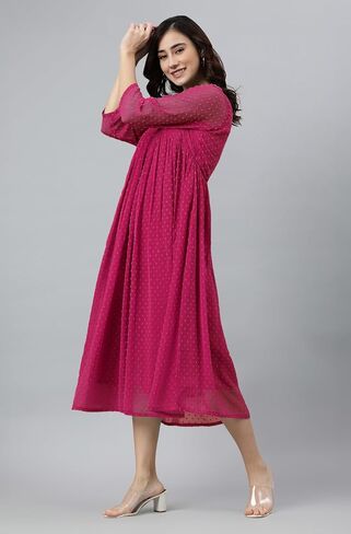 Janasya Indian Women's Kurta Kurti for Women chiffon اندلعت الأكمام العادية بطول العجل Kurta Kurti in Saudi Arabia