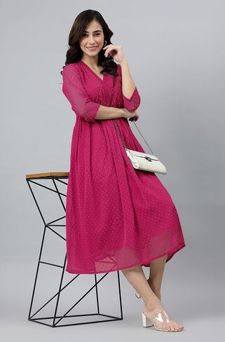 Janasya Indian Women's Kurta Kurti for Women chiffon اندلعت الأكمام العادية بطول العجل Kurta Kurti in Saudi Arabia
