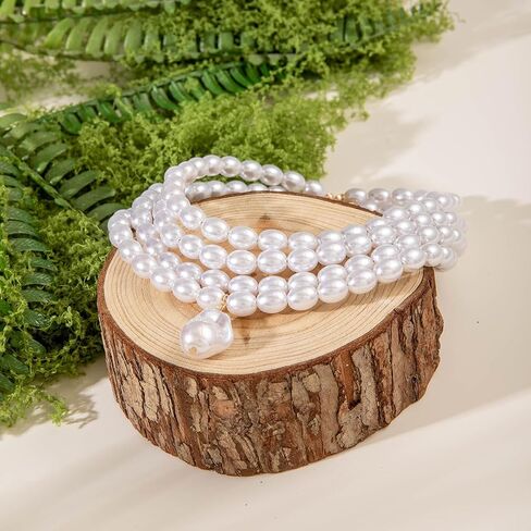 Vintage Pearl Choker Necklace for Women Elegant Multi-layered Pearl Pendant Necklace Irregular Wedding Bridal Necklace Retro Wedding Party Ball Costume Jewelry in Saudi Arabia