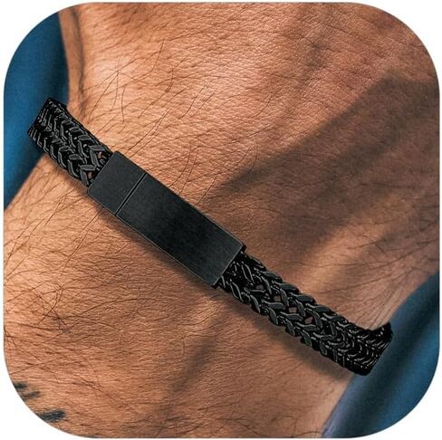 Richsteel Bracelets for Men 6mm/10mm/12mm Width Stainless Steel With Sturdy Clasp Franco Curb Chain Mens Bracelet 7.4/8.2/9 Inches Length in Kuwait