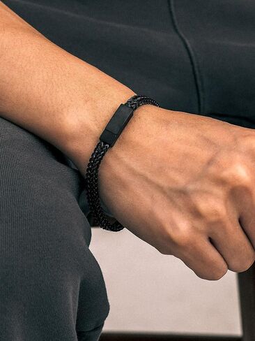 Richsteel Bracelets for Men 6mm/10mm/12mm Width Stainless Steel With Sturdy Clasp Franco Curb Chain Mens Bracelet 7.4/8.2/9 Inches Length in Kuwait