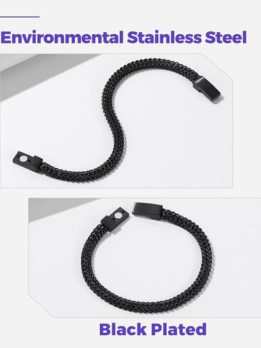 Richsteel Bracelets for Men 6mm/10mm/12mm Width Stainless Steel With Sturdy Clasp Franco Curb Chain Mens Bracelet 7.4/8.2/9 Inches Length in Kuwait