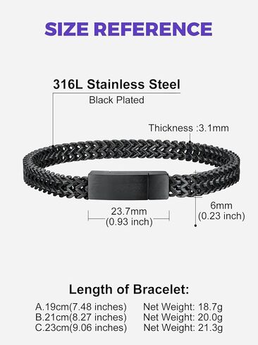 Richsteel Bracelets for Men 6mm/10mm/12mm Width Stainless Steel With Sturdy Clasp Franco Curb Chain Mens Bracelet 7.4/8.2/9 Inches Length in Kuwait