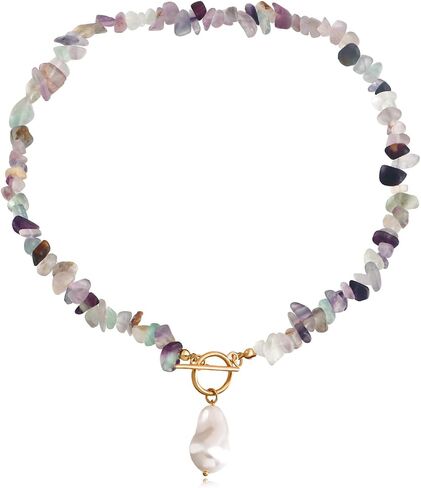 Bohemian Stone Pearl Choker Necklace for Women Dainty Natural Irregular Stone Choker Turquoise Beaded Lariat Necklace Simple Fashion OT Toggle Spiritual Handmade Jewelry in Saudi Arabia