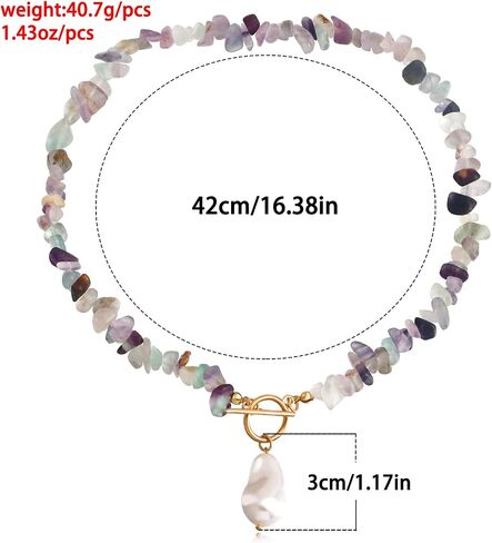 Bohemian Stone Pearl Choker Necklace for Women Dainty Natural Irregular Stone Choker Turquoise Beaded Lariat Necklace Simple Fashion OT Toggle Spiritual Handmade Jewelry in Saudi Arabia
