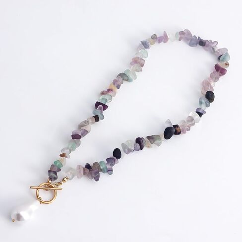 Bohemian Stone Pearl Choker Necklace for Women Dainty Natural Irregular Stone Choker Turquoise Beaded Lariat Necklace Simple Fashion OT Toggle Spiritual Handmade Jewelry in Saudi Arabia