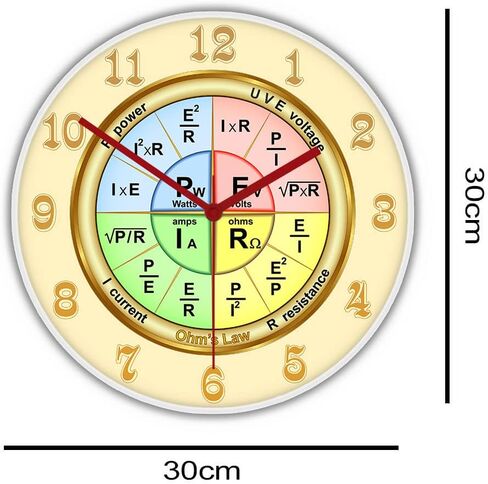 تنبيهات المهووسية OHM's Law's Electric Display Sign Wall Clock Physics موضوع تعليمي 12 بوصة على مدار الساعة الحائط مضيئة مع التحكم عن بعد 7 لون لون لورتي مدرسية فيزيائي هدية فيزيائي in Kuwait