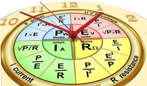 تنبيهات المهووسية OHM's Law's Electric Display Sign Wall Clock Physics موضوع تعليمي 12 بوصة على مدار الساعة الحائط مضيئة مع التحكم عن بعد 7 لون لون لورتي مدرسية فيزيائي هدية فيزيائي in Kuwait