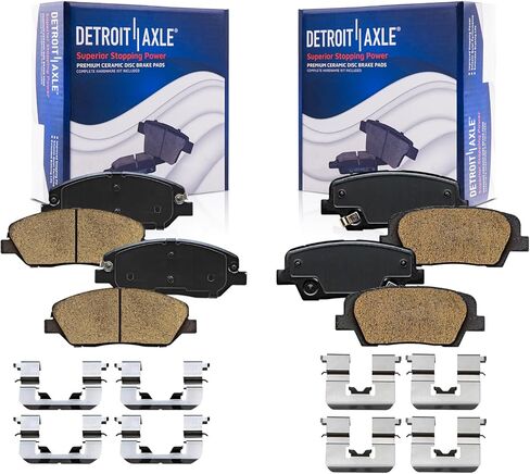 Detroit Axle - Brake Pads for 2017-2018 Hyundai Santa Fe, 2017-2019 Santa Fe XL, Front and Rear Ceramic Brake Pads with Hardware Replacement in Saudi Arabia