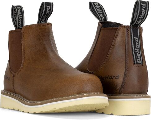 DieHard Colt Chelsea Boot, Full Grain Leather, Slip-Resistant, Brown with Wedge Sole in Saudi Arabia