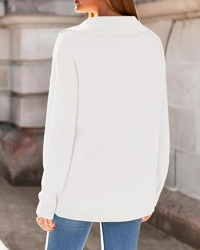 Zenlonr Womens Sweaters Fall Winter Clothes 2025 Casual Long Sleeve Lapel V Neck Knitted Pullover Jumper Tops in Kuwait