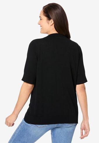 امرأة ضمن زائد الحجم خفيفة الوزن الأكمام القصيرة V-Neck Cardigan in Saudi Arabia