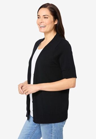 امرأة ضمن زائد الحجم خفيفة الوزن الأكمام القصيرة V-Neck Cardigan in Saudi Arabia