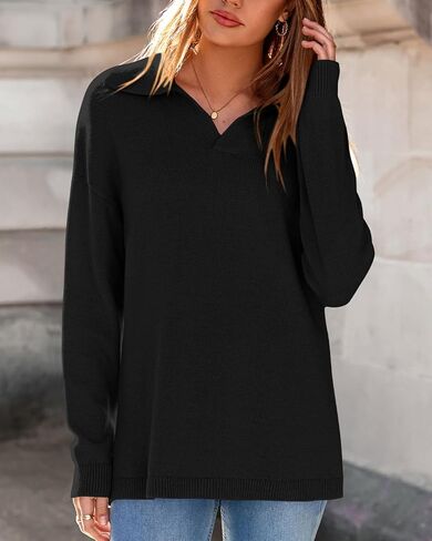 Zenlonr Womens Subens Sensters Fall Winter Cloths 2025 غير رسمي طويل الأكمام الطاشية الخامس من الرقبة المحبوكة بوبورز بوبس الطائر in Kuwait