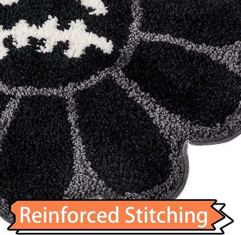Trippy Flower Rug Cute Ghost Face Bathroom Rug Horror Goth Non-Slip Shower Floor Mats Soft Plush Bedroom Aesthetic Decor Carpet Washable Door Mat for Kitchen Entryway (Black,2 x 2FT) in Saudi Arabia